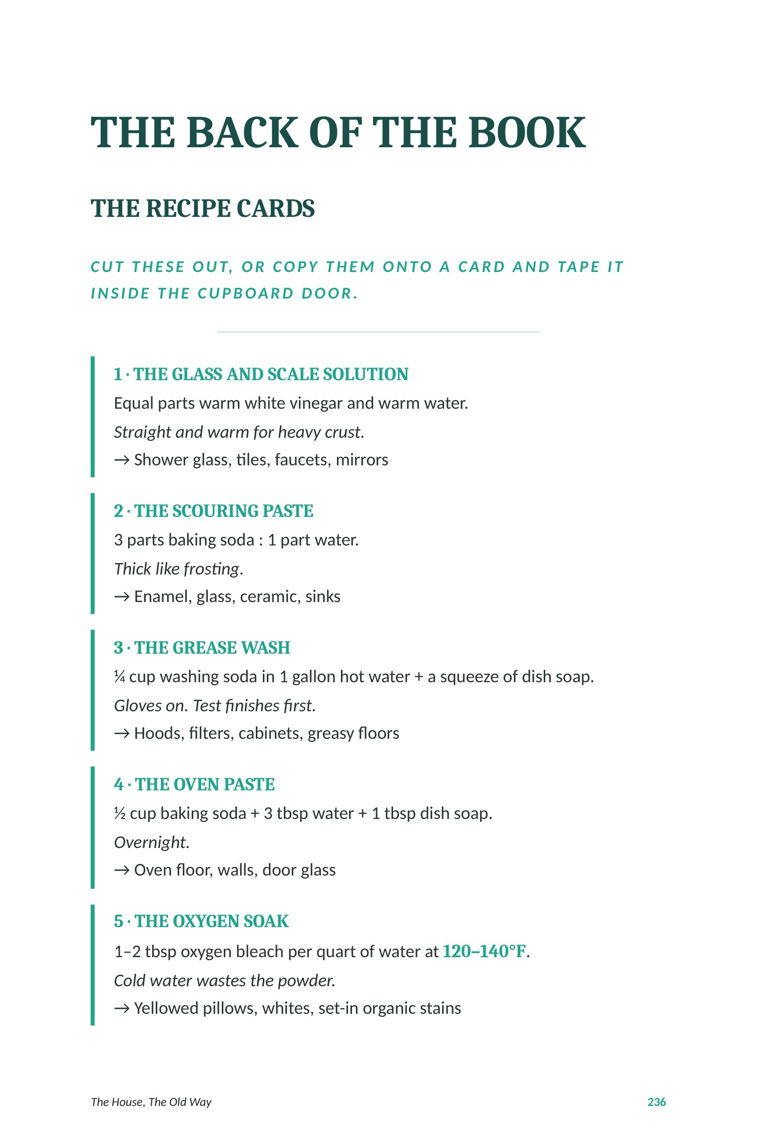Printable cleaning recipe cards from the book